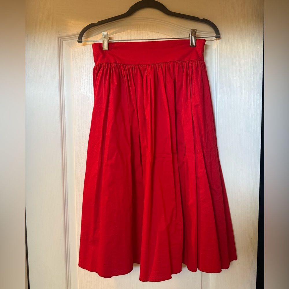 Women's Midi Red Swing Skirt